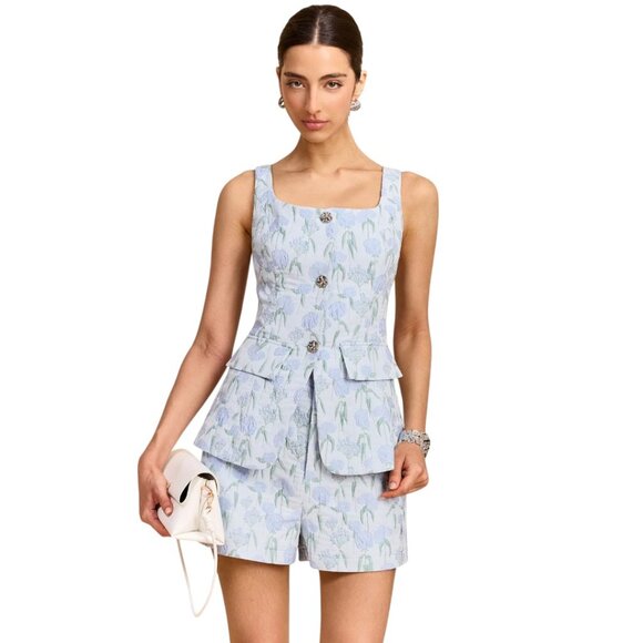 Commense Jackets & Blazers - NWT Commense Floral Jacquard Vest Size Large L